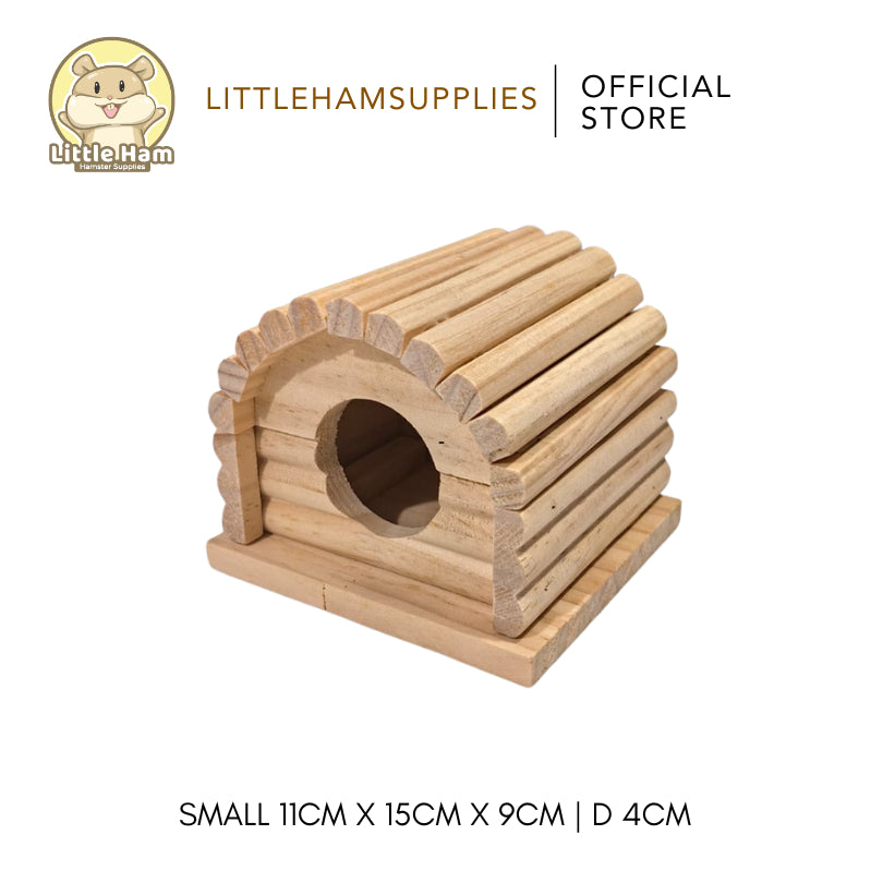 LittleHam Wooden Log House Hideout Small Animal Pets by Little Ham Hamster Supplies