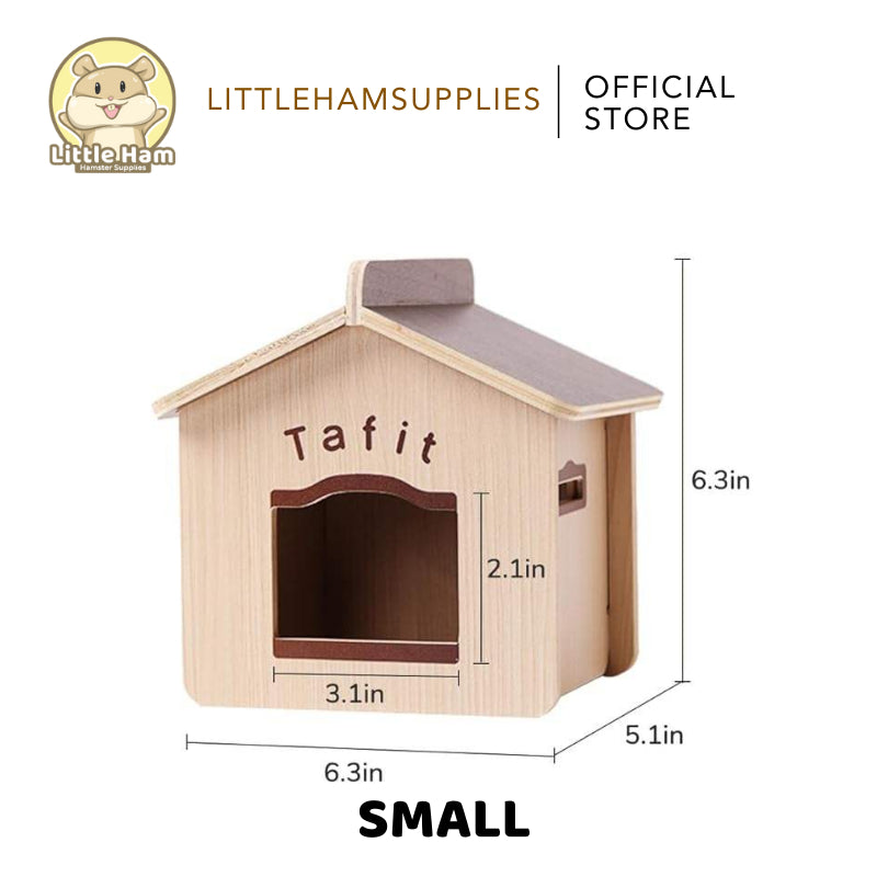 TAFIT Wooden House Hamster Hideout for Small Pets Small / Large Design