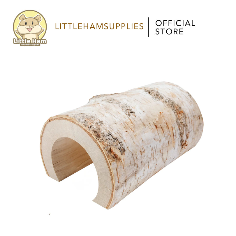 Niteangel Natural Birch Tree Log Cave Hideout for small pets Small