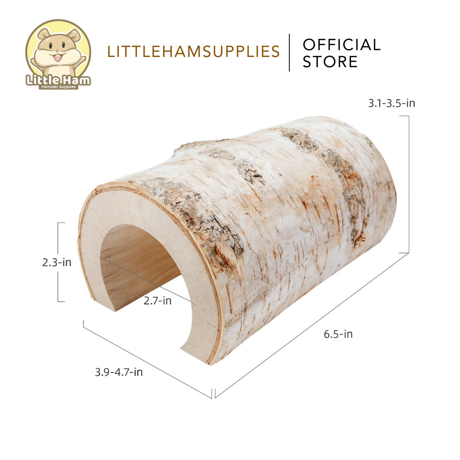 Niteangel Natural Birch Tree Log Cave Hideout for small pets Small