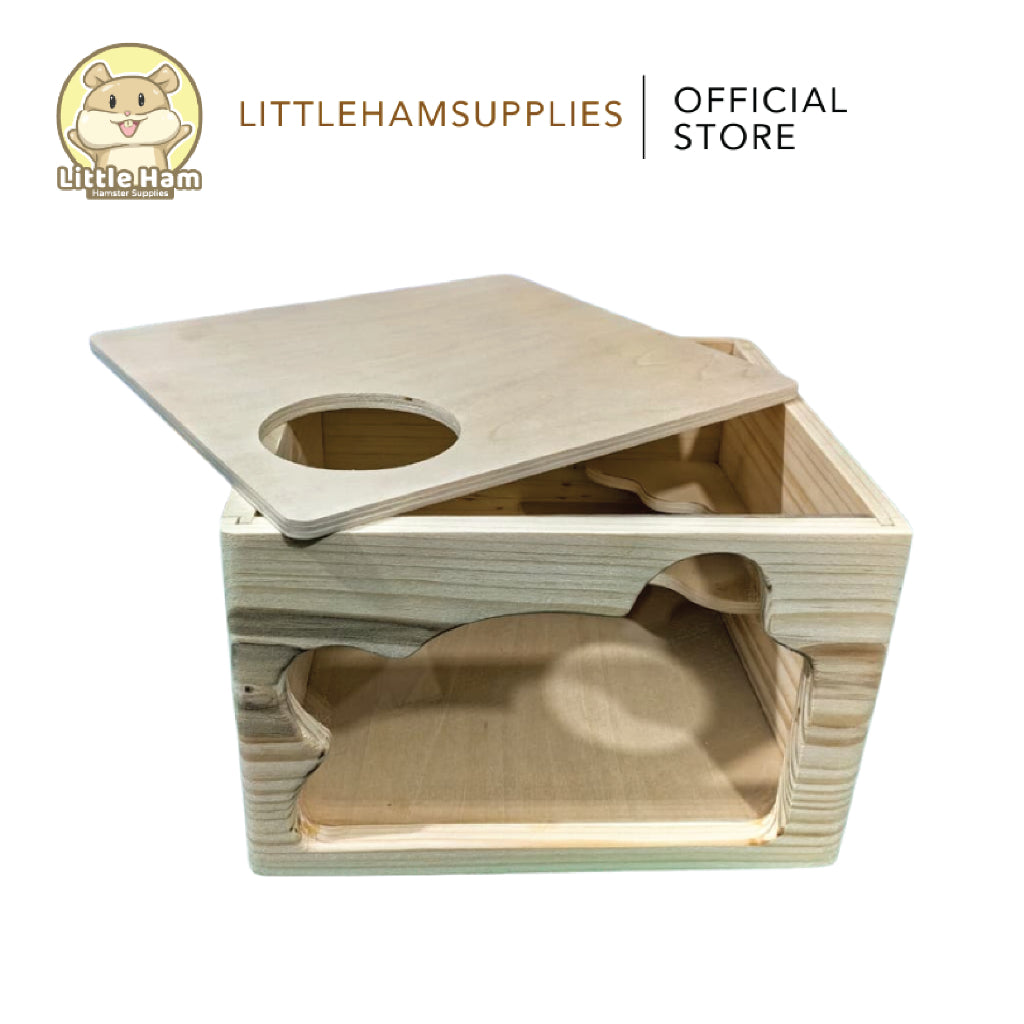 LittleHam Wooden Sand Box for Small Pets Bear Design