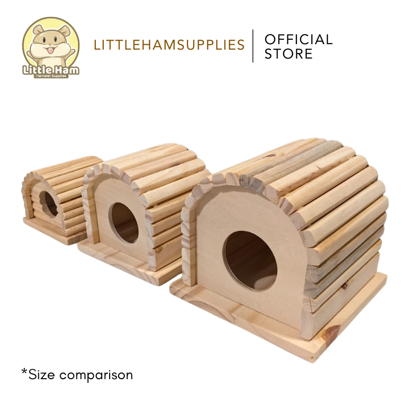 LittleHam Wooden Log House Hideout Small Animal Pets by Little Ham Hamster Supplies