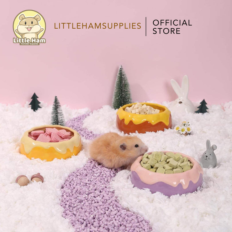 Tafit Cute Colored Pudding Cake Ceramic Bowl Big Sand Dish / Food Dish Feeding Hamster & Small Pets