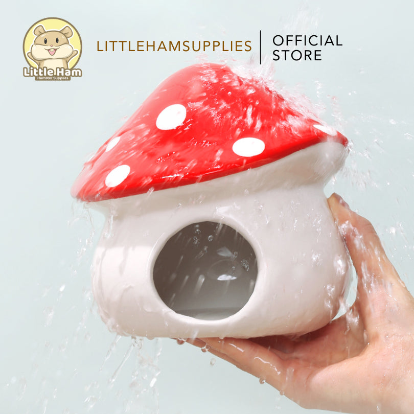 Tafit Red Mushroom Ceramic Hideout for small pets
