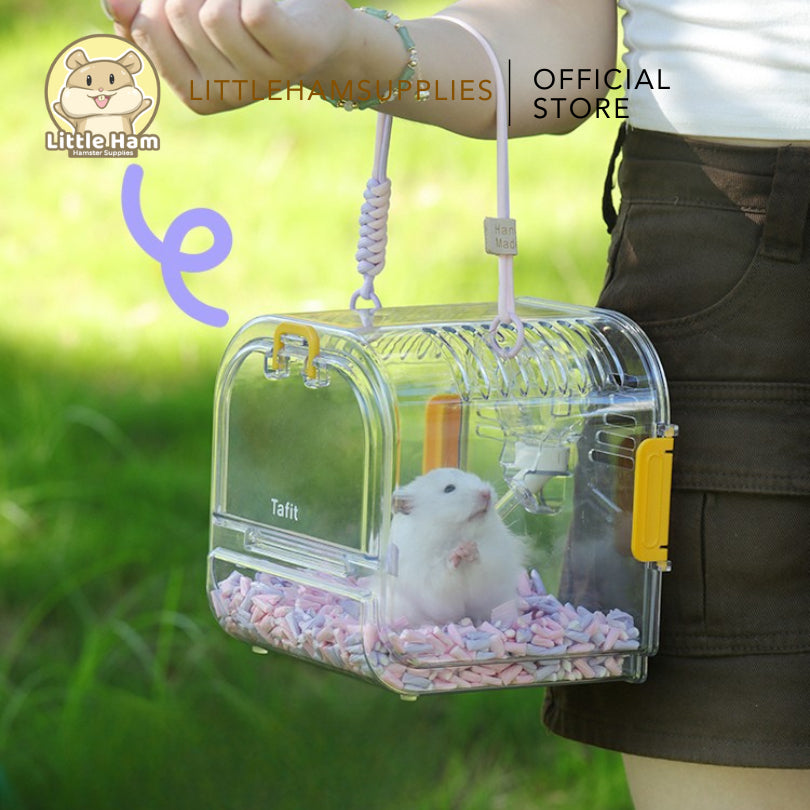 TAFIT Acrylic Clear Travel Hamster or Small Pet Cage Carrier with Water bottle