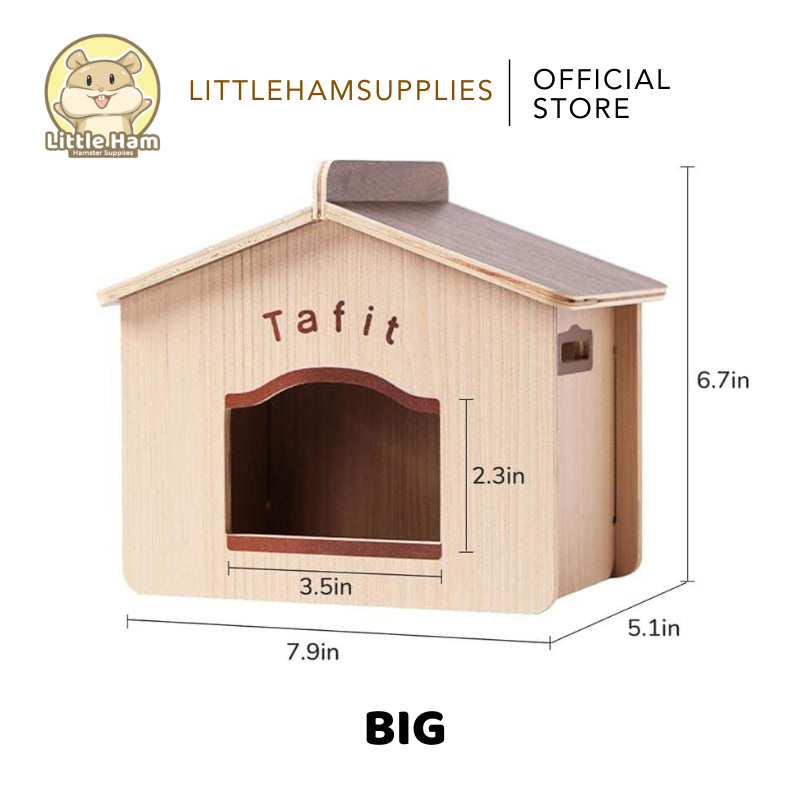 TAFIT Wooden House Hamster Hideout for Small Pets Small / Large Design