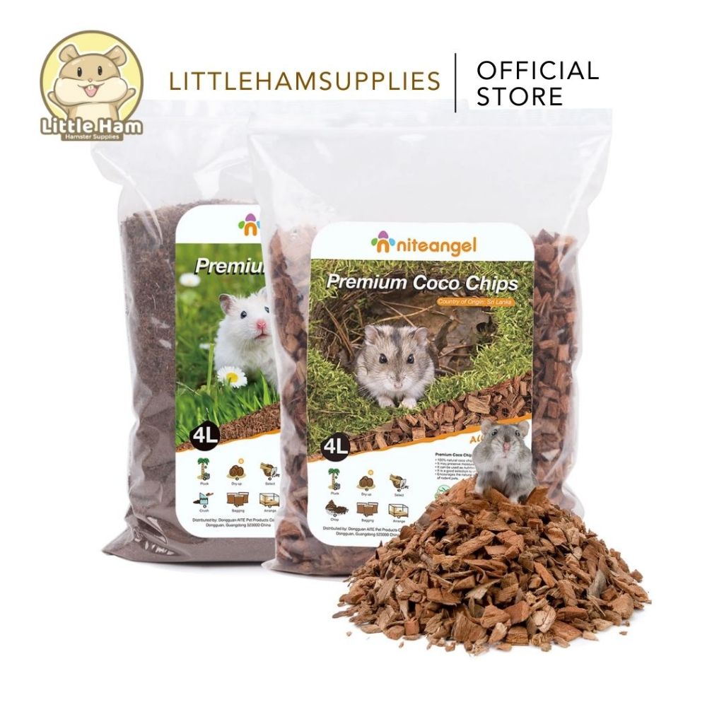 Niteangel 4L Coco Coir Chunk Chips Dry Digging Burrowing Substrate Bedding Hamster & Small Pets