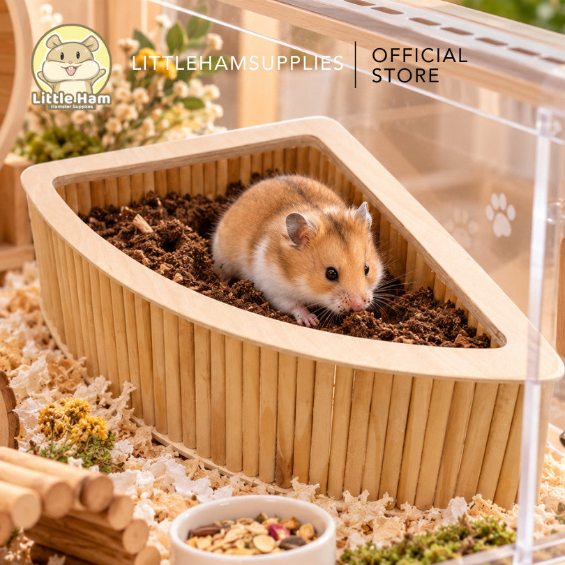 Wooden Corner Substrate Sandbox for small pets