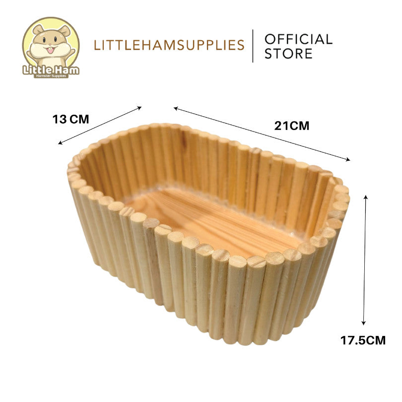 Natural Wooden Multi-Purpose Habitat Tray – Food Bowl, Sand Bath & Litter Tray