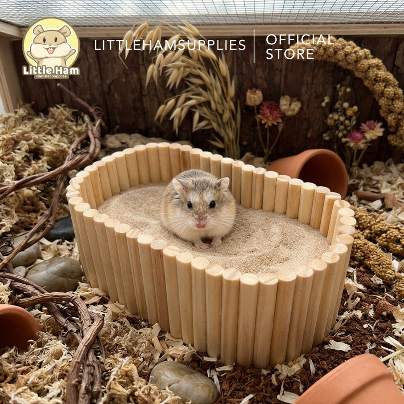 Natural Wooden Multi-Purpose Habitat Tray – Food Bowl, Sand Bath & Litter Tray