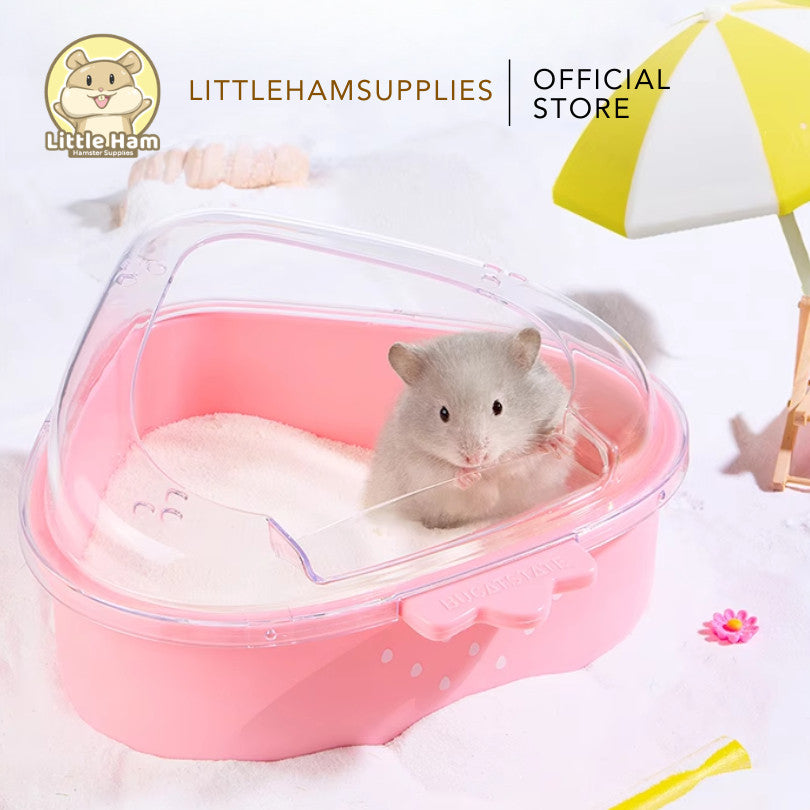 Bucatstate Strawberry Corner Sand Box for Hamsters – Anti-Spill Design