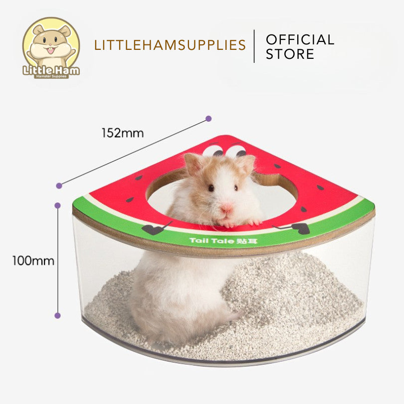 Tail Tale Corner Acrylic Sand Box Watermelon Design for small pets