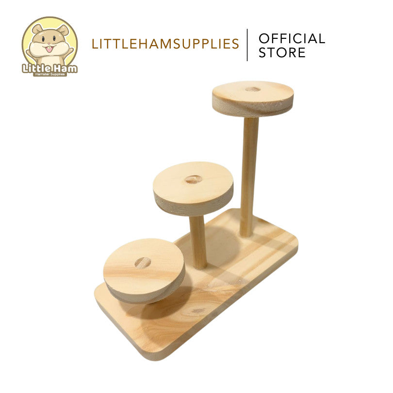 Natural Wooden 3-Step Ladder for Hamsters & Small Pets